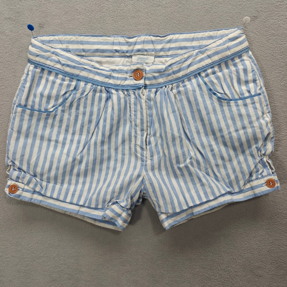 Jacadi Paris Striped Shorts Girls Size 10A Blue White Coastal Preppy Nautical